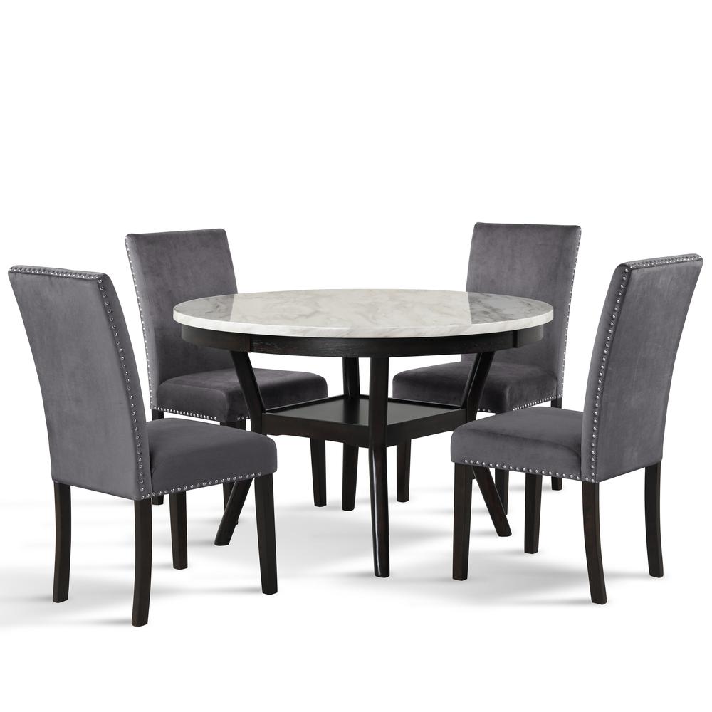 Furniture Celeste Faux Marble & Wood Dining Table in Espresso