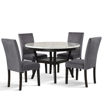 Furniture Celeste Faux Marble & Wood Dining Table in Espresso