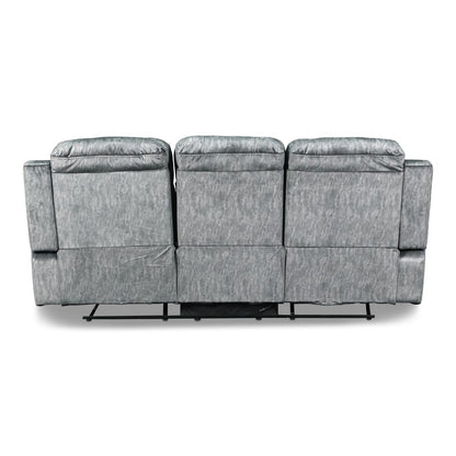 Furniture Tango Polyester Fabric Dual Recliner Sofa in Shadow Gray