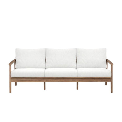 Wood, Fabric Outdoor Sofa In Finish, Spacious Rectangle Design, Sturdy Build