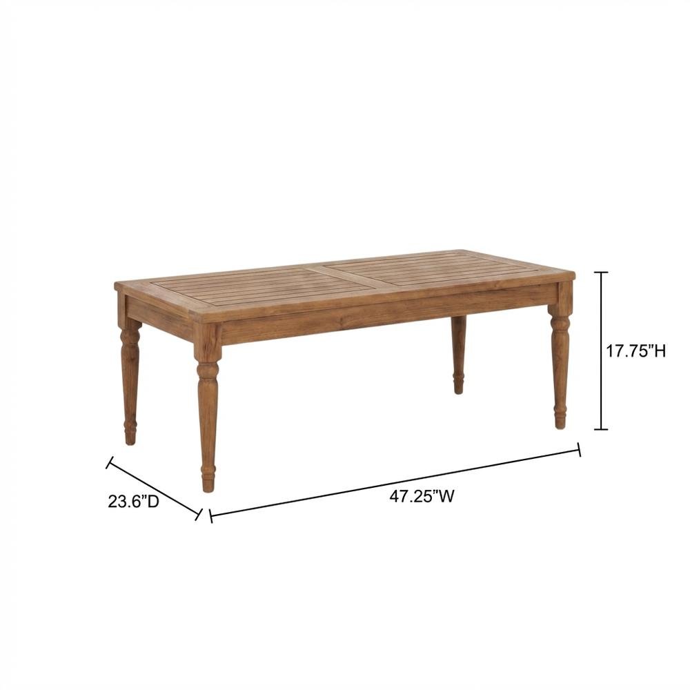 Brown Solid Wood Coffee Table, Outdoor Coffee Table for Patio