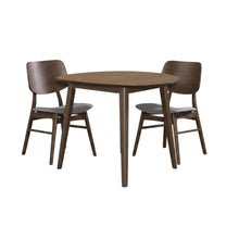 Dark Gray & Walnut 3-Piece Dining Table with Chairs Set