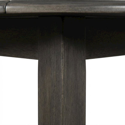 3-Piece Wood Dining Set Round Drop-Leaf Table 2 Chairs Contemporary Gray