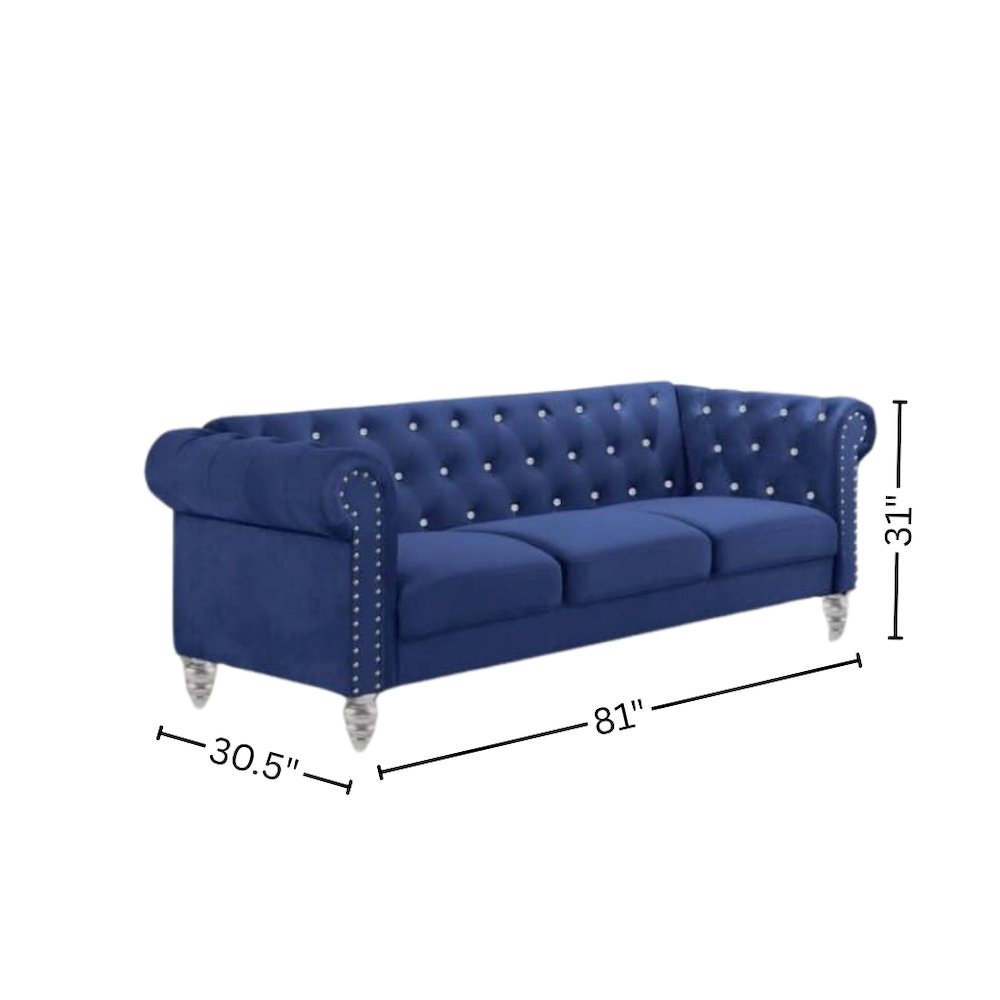 2-Piece Blue Couch Set – Sofa and Loveseat Sofas for Living Room Set