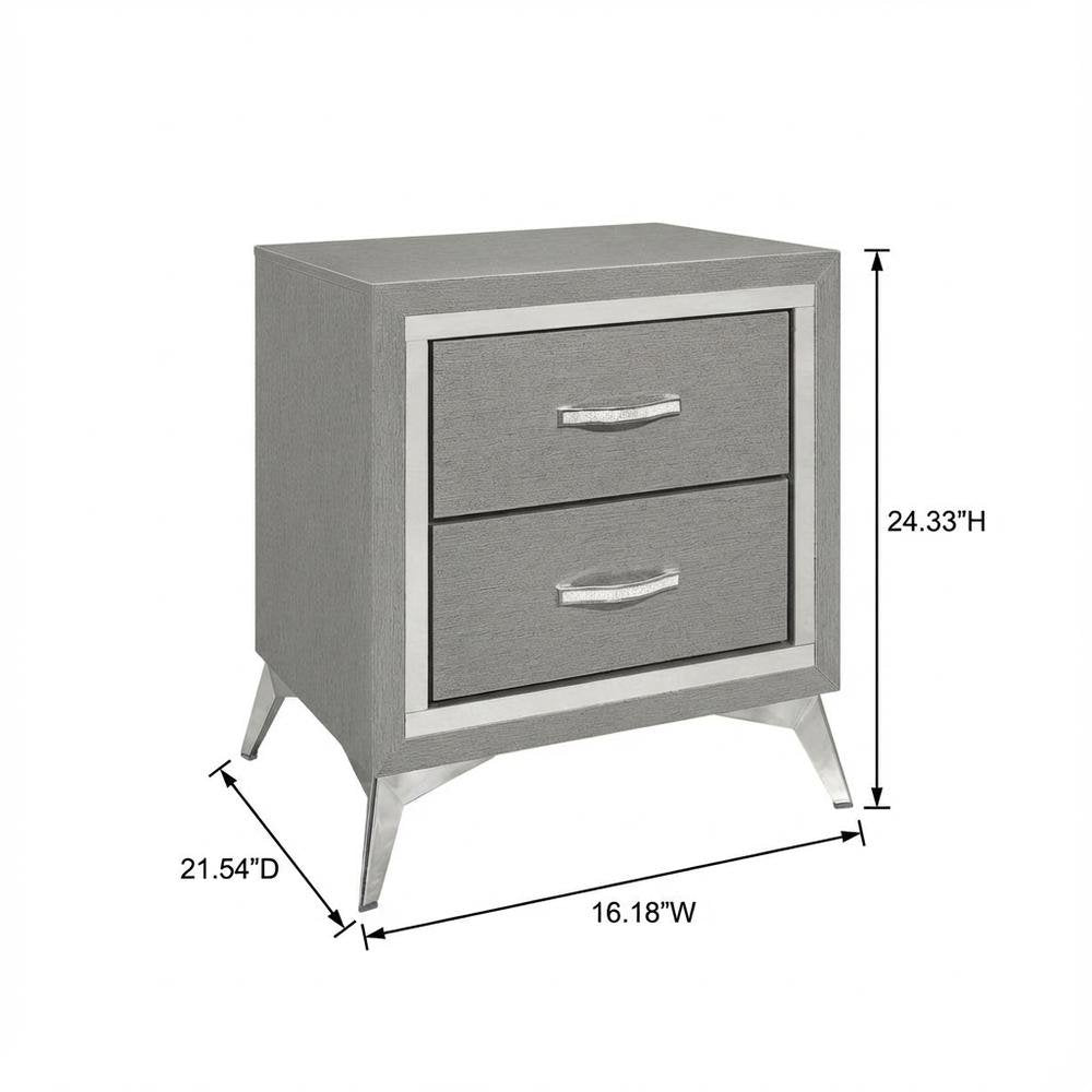 Gray Bedroom Nightstand with Full Extension Drawer Glides and Modern Design
