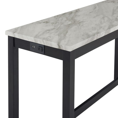 Furniture Celeste 4-Piece Faux Marble & Wood Bar Set in Blue