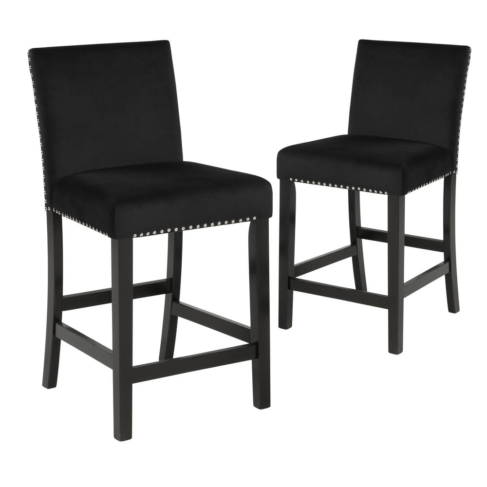 Furniture Celeste 39.5" Wood Counter Chair in Black (Set of 2)