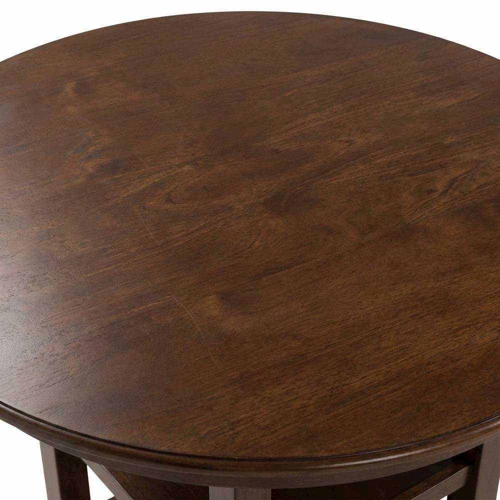 Farmhouse 5 Piece Dining Table Set, Round Kitchen Table,Chairs for 4 in Brown