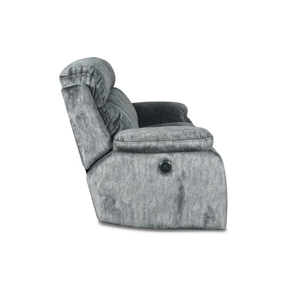 Furniture Tango Polyester Fabric Dual Recliner Sofa in Shadow Gray