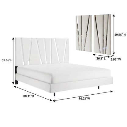 Solid Wood King Bed Set with Nightstands, Glam Modern Bedroom Furniture, White