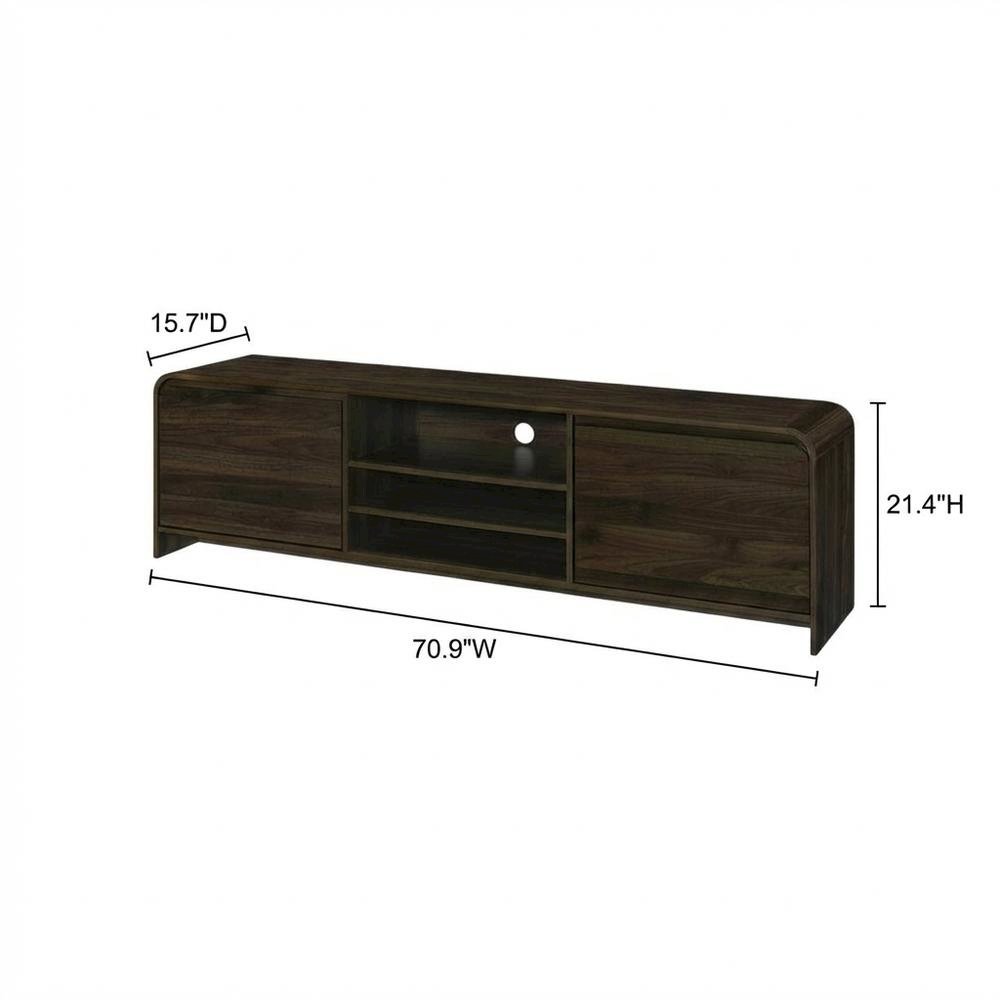 Walnut Wood TV Stand with Solid Rubberwood and Veneers for Indoor Living