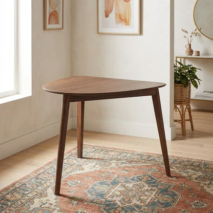 Solid Wood Corner Dining Table – Small Mid Century Modern Table in Walnut