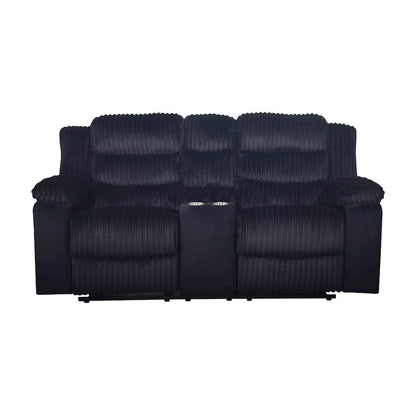 Willow 3-Piece Wood & Fabric Living Room Set in Black
