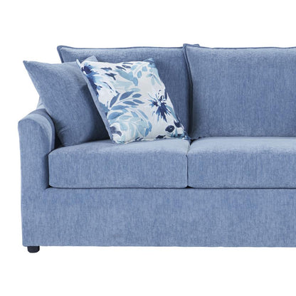 Sylvie Blue Polyester Sofa Couch with 4 Accent Pillows