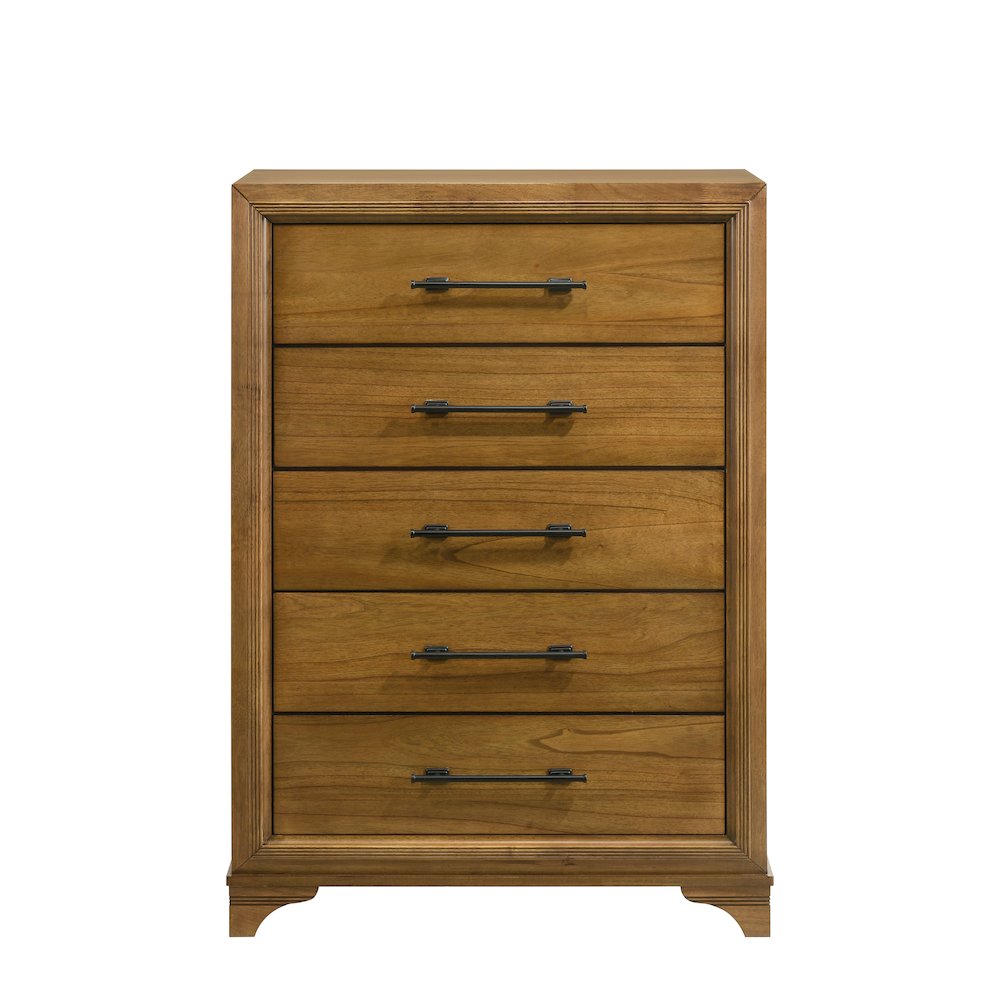 Talcott 4Pc Wood King Bedroom Set, Chest in Honey/Brown