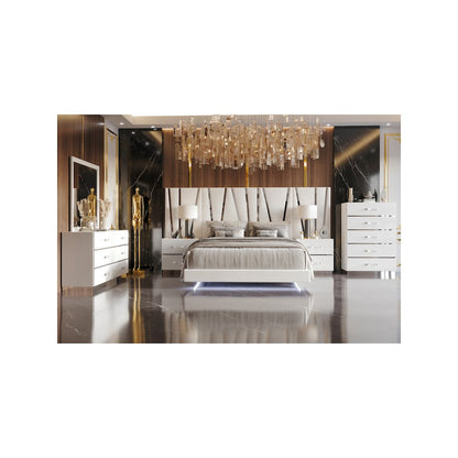 Europa 8-Piece Wood Queen Bedroom Set (B/Dr/Mr/Ch/2Ns with Panels), White