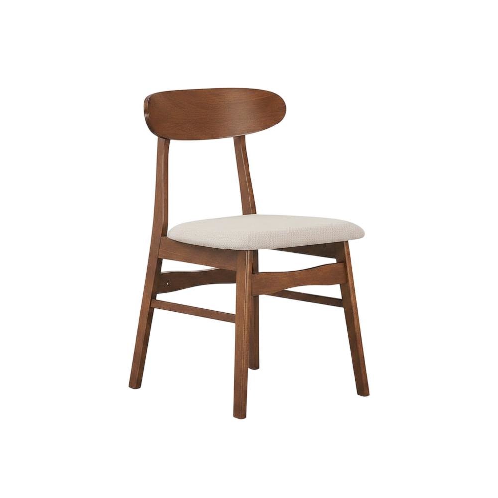 Mid-Century Modern Wood Dining Chair with Cushioned Seat, Beige, Set of 2