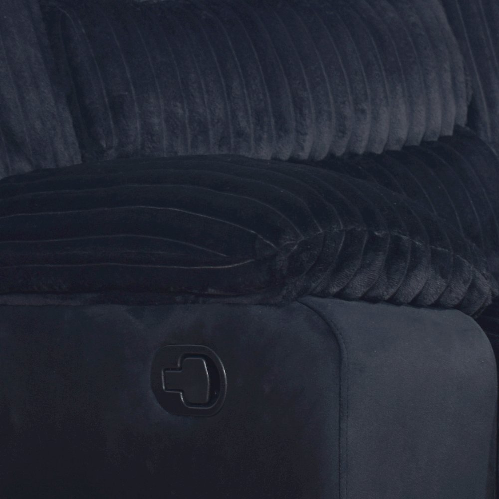 Willow Wood & Fabric Sofa with Dual Recliner in Black