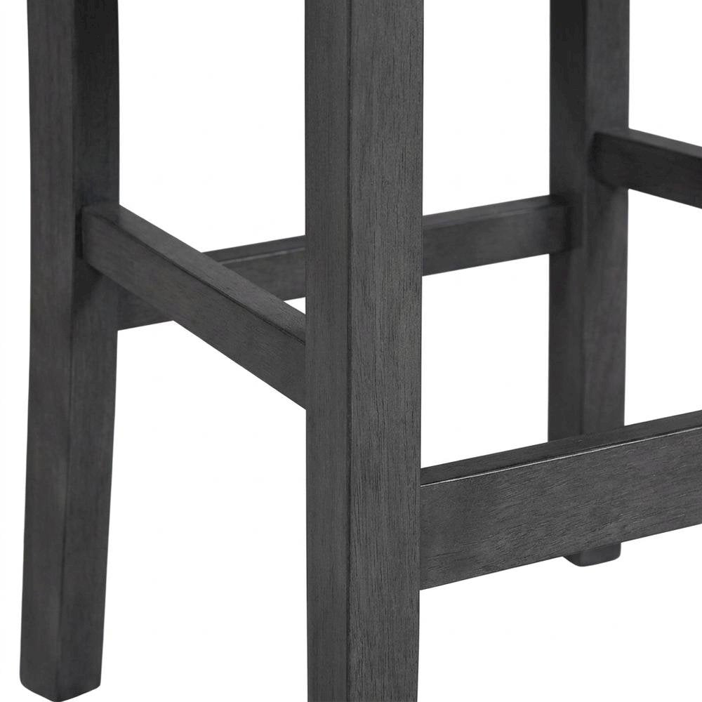 Solid Wood Counter Height Bar Stools, Upholstered Back, Gray, Set of 4
