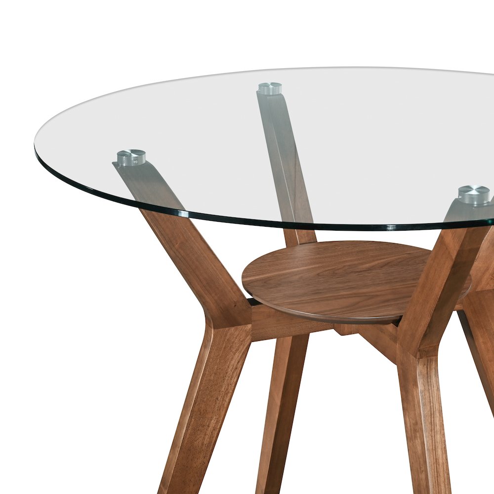 Oscar 5-Piece Wood Round Counter Table Set in Walnut/Gray