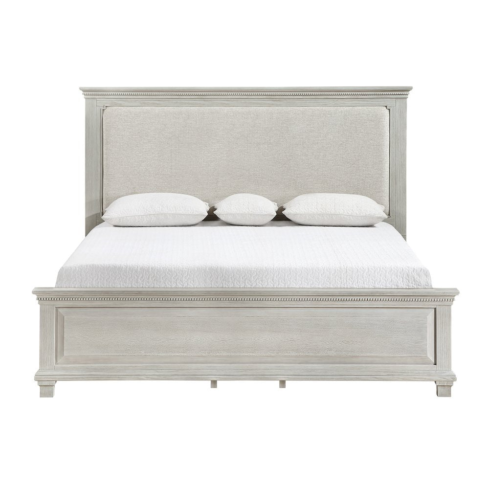 Silver Sands 4Pc Wood King Bedroom Set w Chest in Gray
