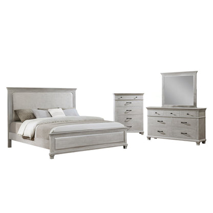 Silver Sands 4Pc Wood Queen Bedroom Set w Chest in Gray