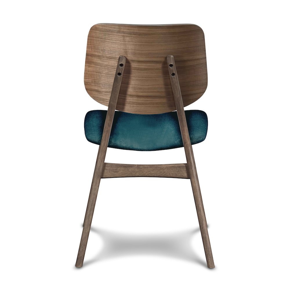Oscar 5-Piece Wood Round Dining Table Set in Walnut/Teal