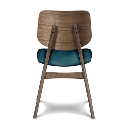Oscar 5-Piece Wood Round Dining Table Set in Walnut/Teal