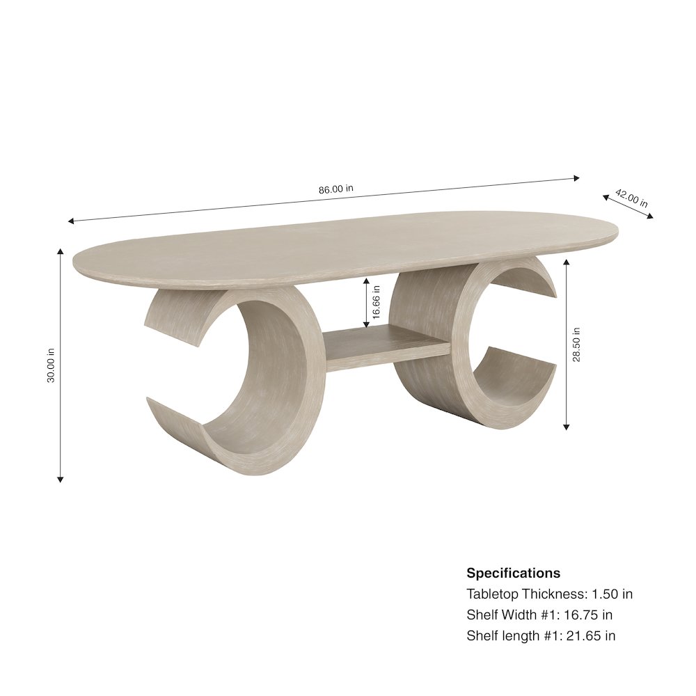 Gwendolyn Wood Oval Dining Table in Taupe