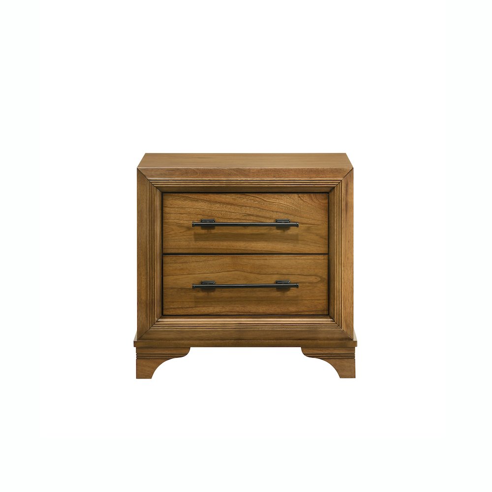 Talcott 4Pc Wood King Bedroom Set, Nightstand in Honey/Brown