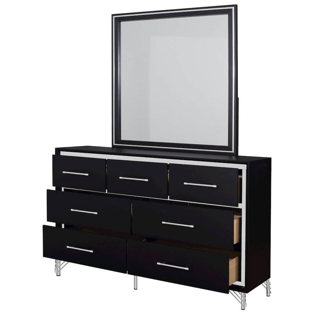 Ava 4-Pc Wood King Bedroom Set with Ns in Ebony Black