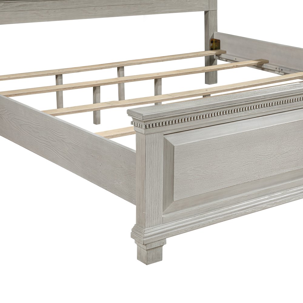 Silver Sands 4Pc Wood King Bedroom Set w Chest in Gray