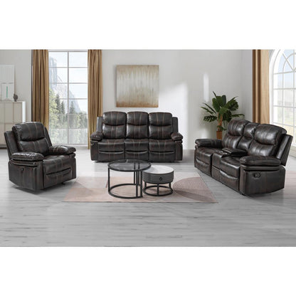 Kellen  Sofa W/Dual Recliner & Drop Down  Tray-Brown