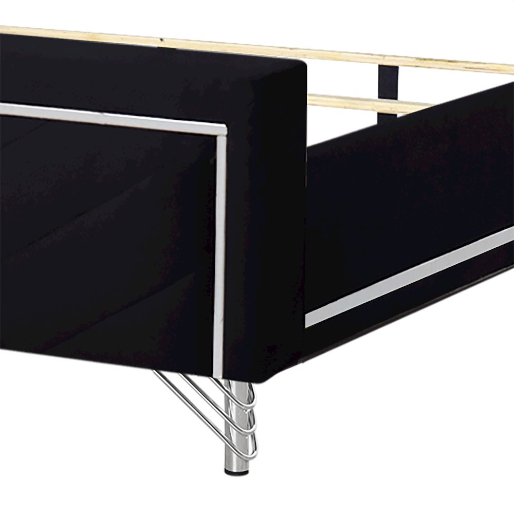 Ava Wood/Polyester Queen Panel Bed in Ebony Black