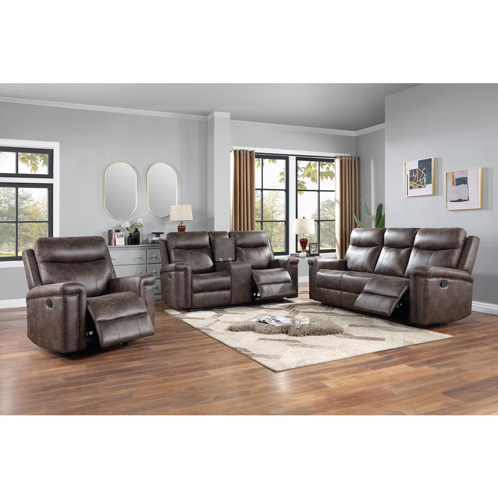 Quade Sofa W/Dual Recliner-Mocha