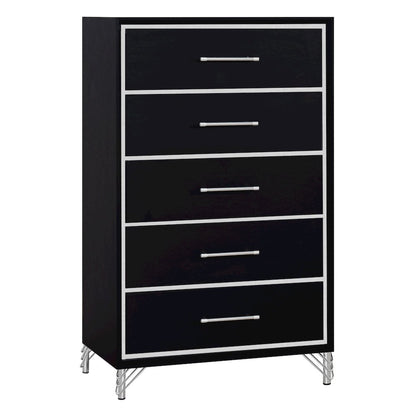 Ava 5-Pc Wood King Bedroom Set with Chest in Ebony Black