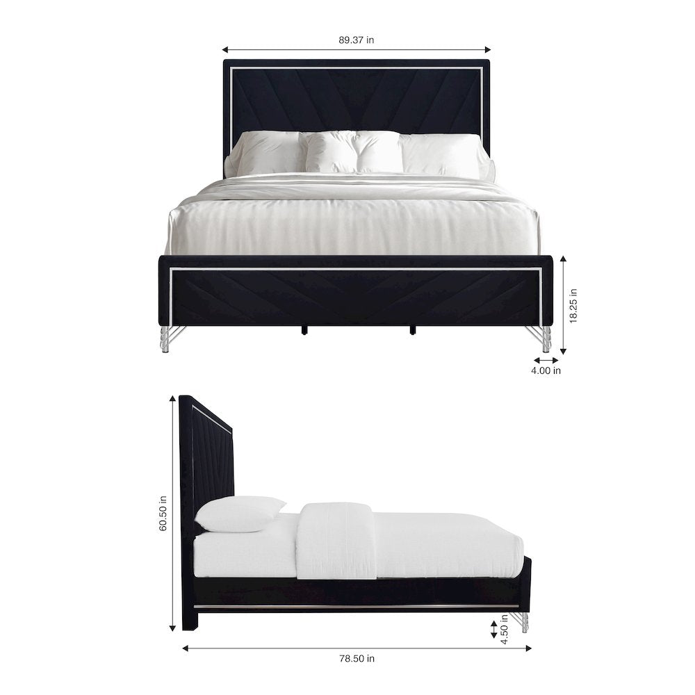 Ava 4-Pc Wood King Bedroom Set with Ns in Ebony Black