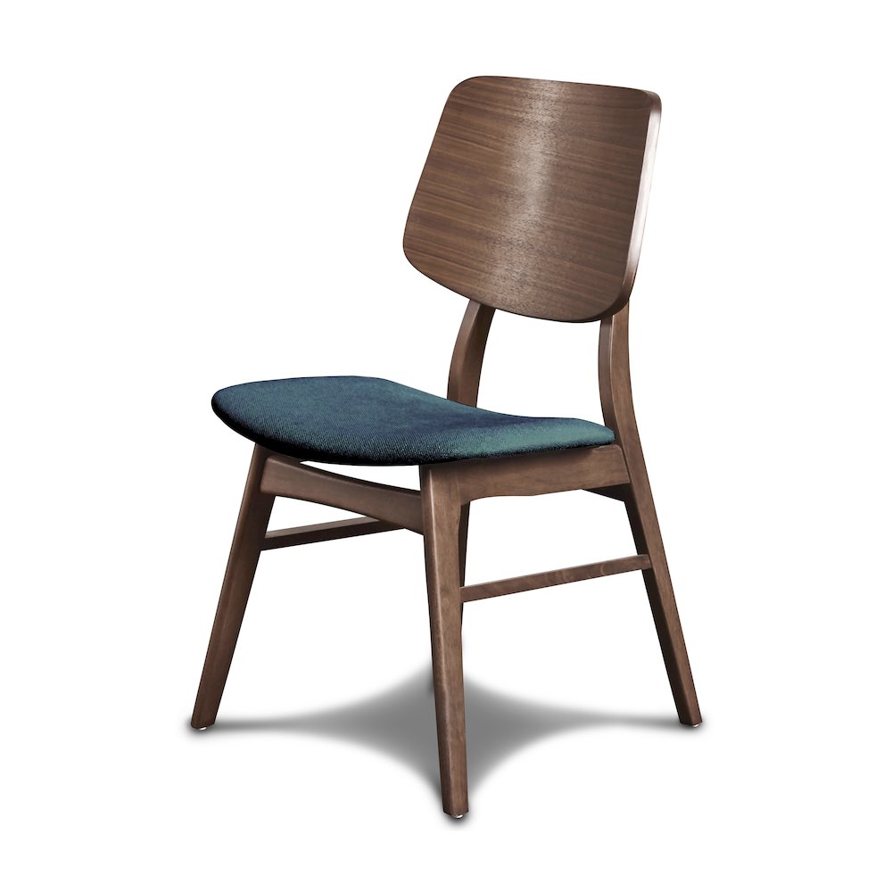 Oscar 5-Piece Wood Round Dining Table Set in Walnut/Teal
