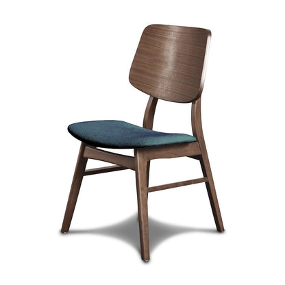 Oscar 5-Piece Wood Round Dining Table Set in Walnut/Teal