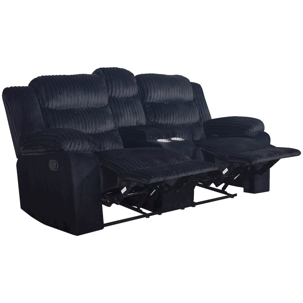 Willow 3-Piece Wood & Fabric Living Room Set in Black