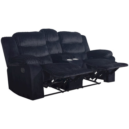 Willow 3-Piece Wood & Fabric Living Room Set in Black