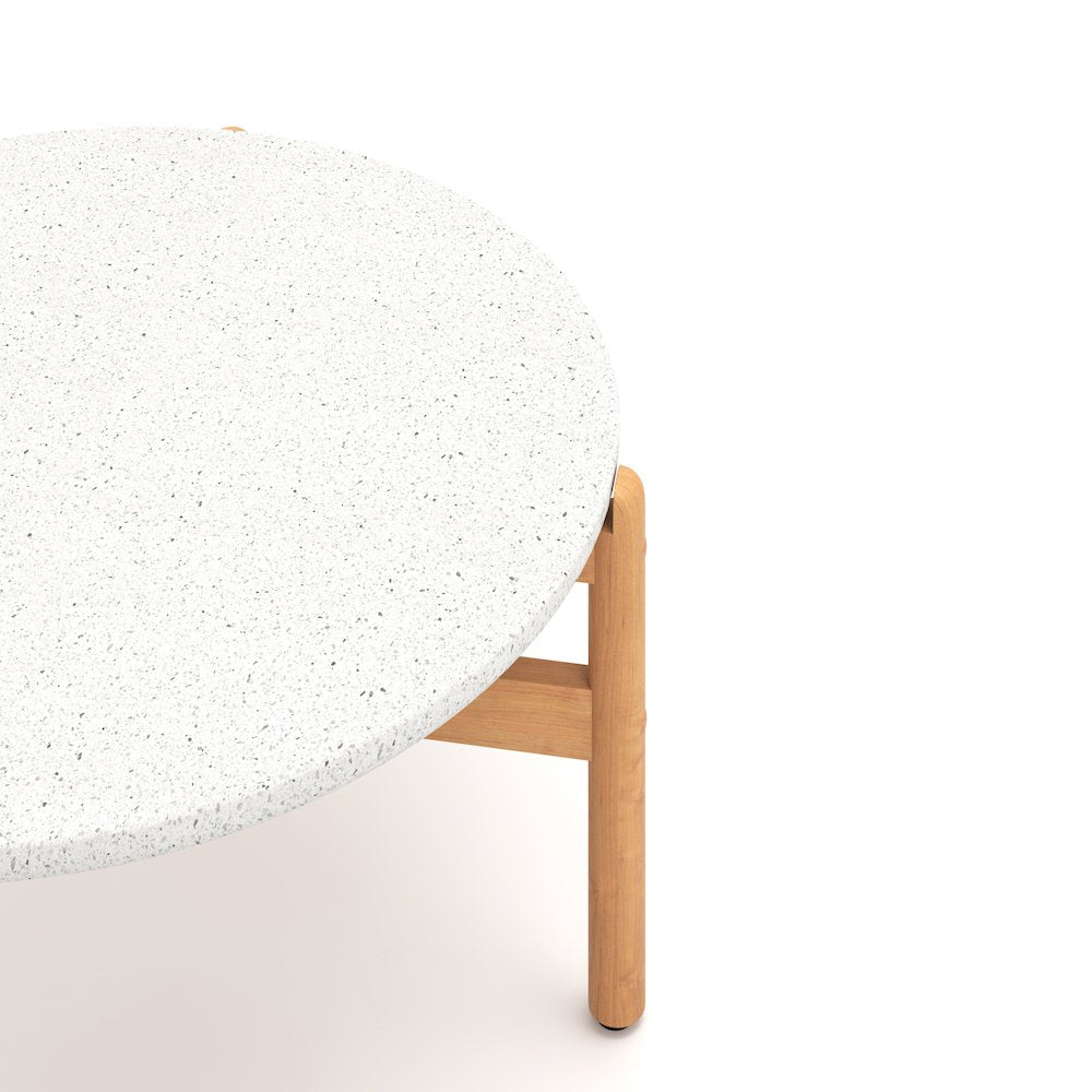 Solstice 33.2 in. Round Wood Coffee Table with Terrazo Top