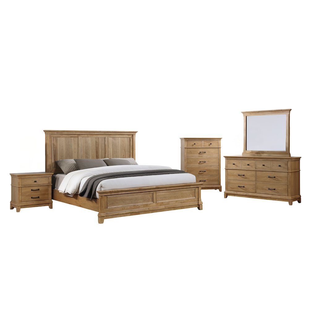 Sunstone 5-Pc Wood Queen Bedroom Set with Chest in Honey