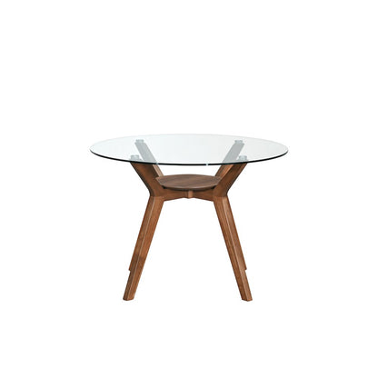 Oscar 5-Piece Wood Round Dining Table Set in Walnut/Beige