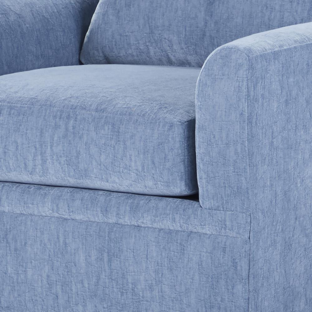 Sylvie Blue Polyester Sofa Couch with 4 Accent Pillows