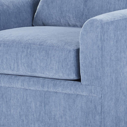 Sylvie Blue Polyester Sofa Couch with 4 Accent Pillows