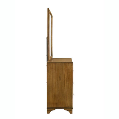 Talcott 4Pc Wood King Bedroom Set, Nightstand in Honey/Brown