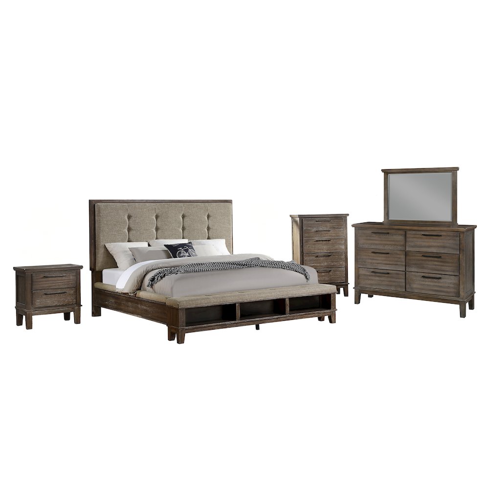 Furniture Cagney 5-Piece Queen Wood Bedroom Set in Brown