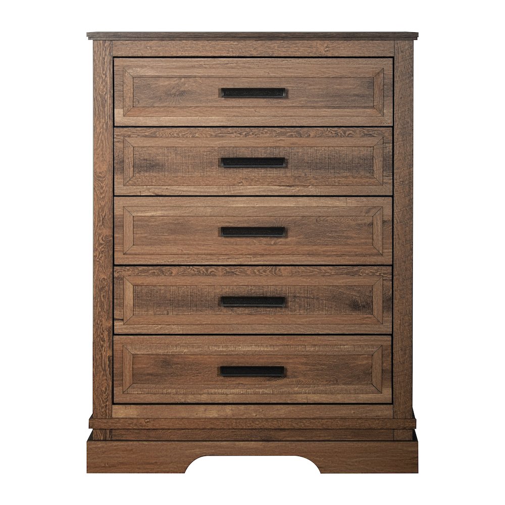 Coventry Hall 5Pc Wood King Bedroom Set, Chest in Pecan