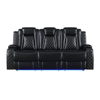 Orion II 3-Pc Faux Leather Power Sectional, Black
